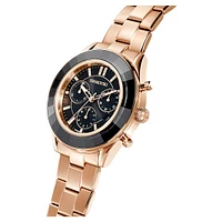 Octea lux sport watch, Swiss Made, Metal bracelet, Black, Rose gold-tone finish by SWAROVSKI
