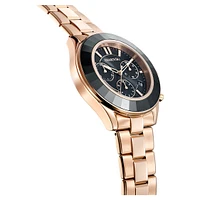 Octea lux sport watch, Swiss Made, Metal bracelet, Black, Rose gold-tone finish by SWAROVSKI