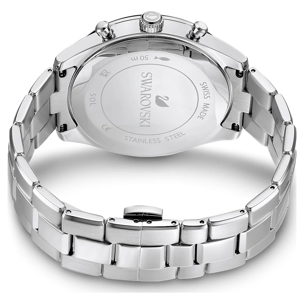 Octea lux sport watch, Swiss Made, Metal bracelet, Blue, Stainless steel by SWAROVSKI