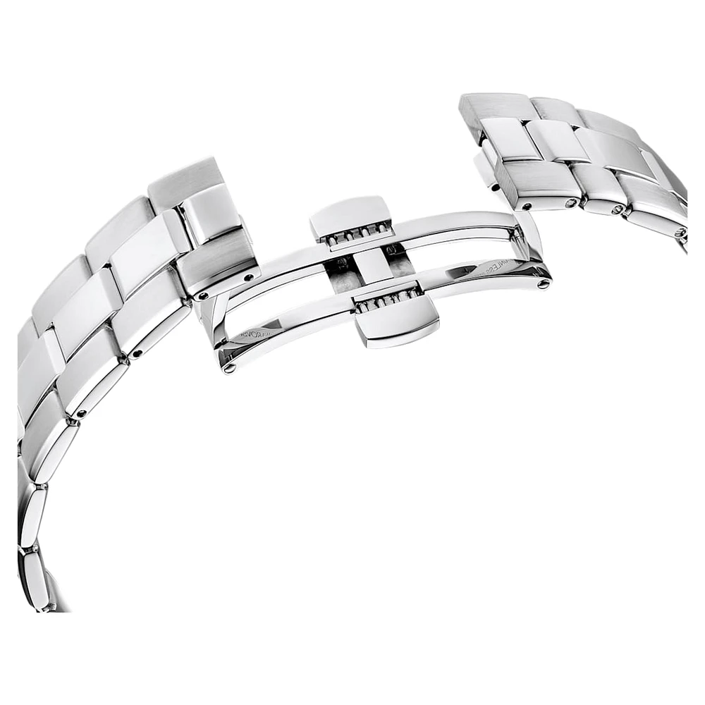 Octea lux sport watch, Swiss Made, Metal bracelet, Blue, Stainless steel by SWAROVSKI