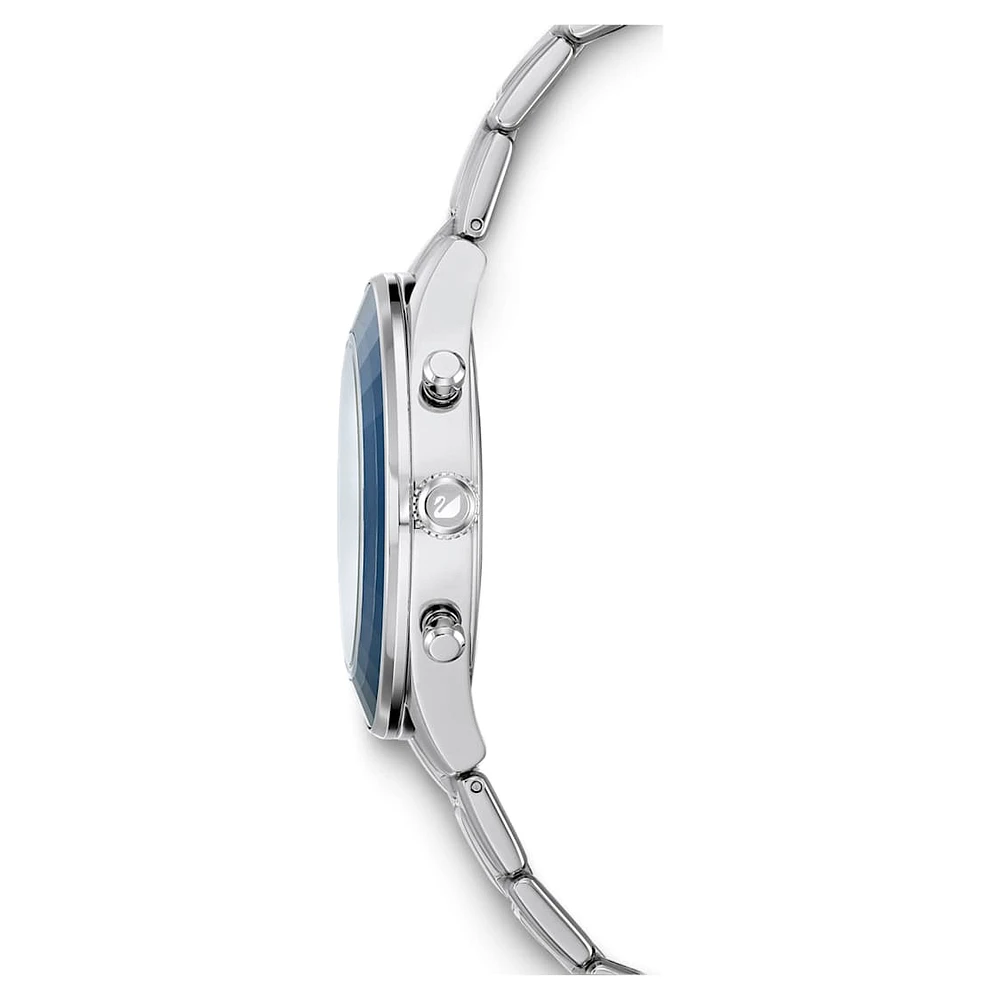 Octea lux sport watch, Swiss Made, Metal bracelet, Blue, Stainless steel by SWAROVSKI