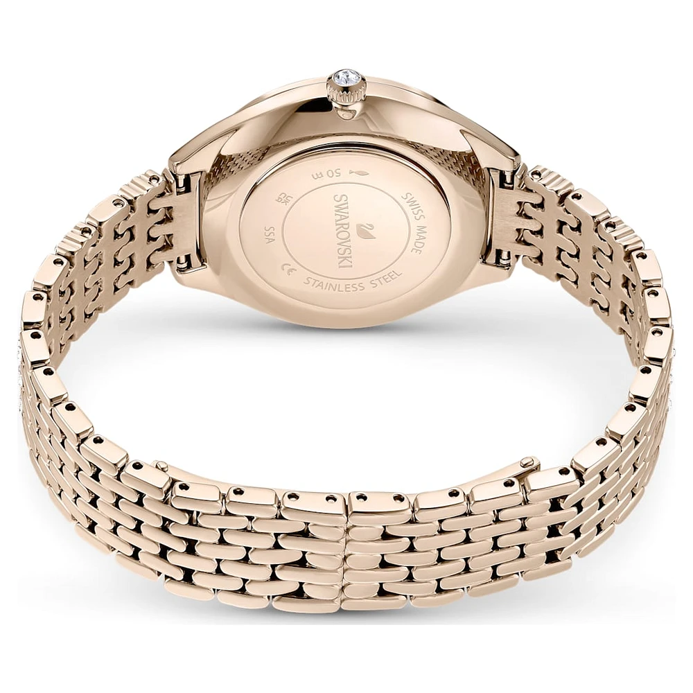 Attract watch, Swiss Made, Pavé, Crystal bracelet, Gold tone, Champagne gold-tone finish by SWAROVSKI