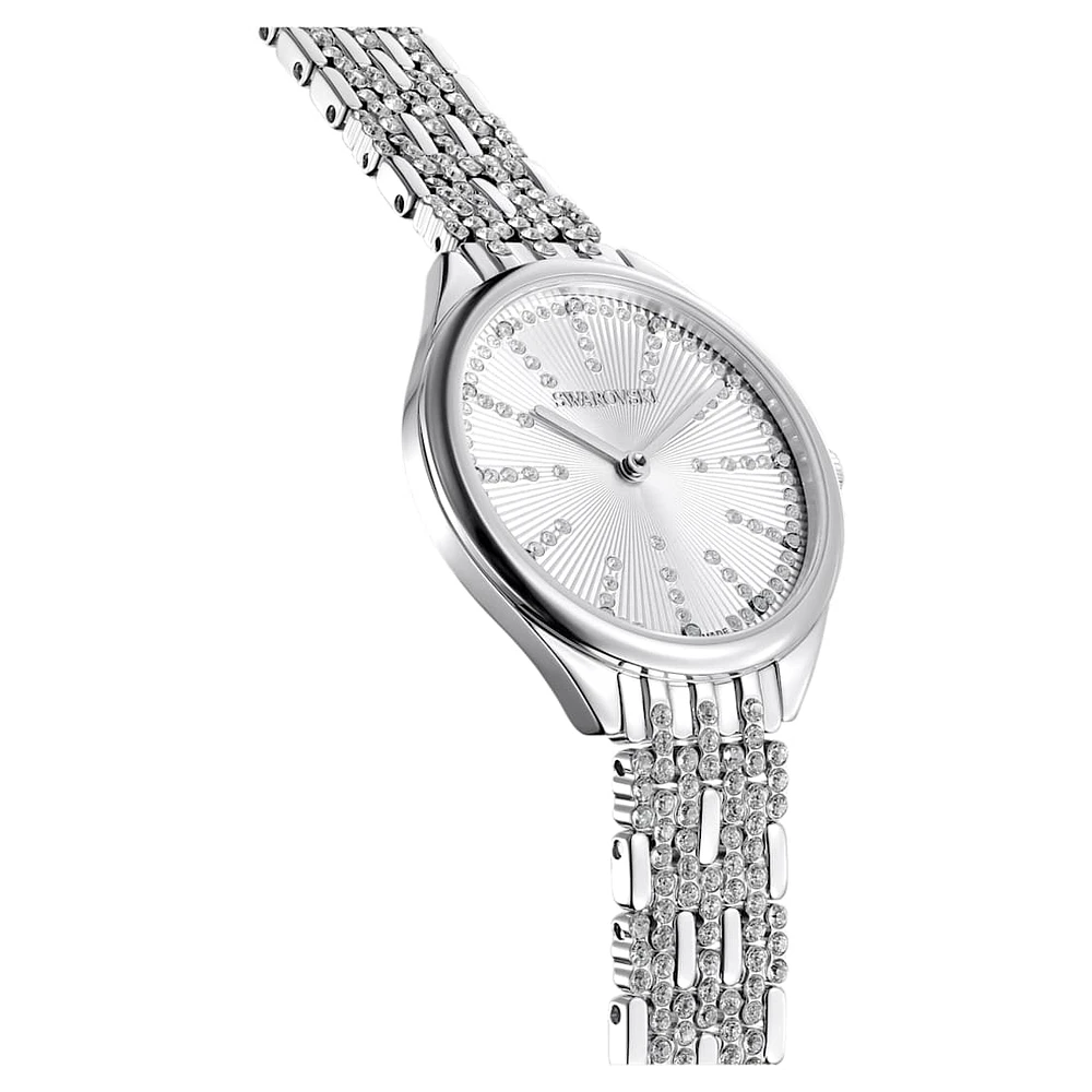 Attract watch, Swiss Made, Pavé, Metal bracelet, Silver Tone, Stainless steel by SWAROVSKI