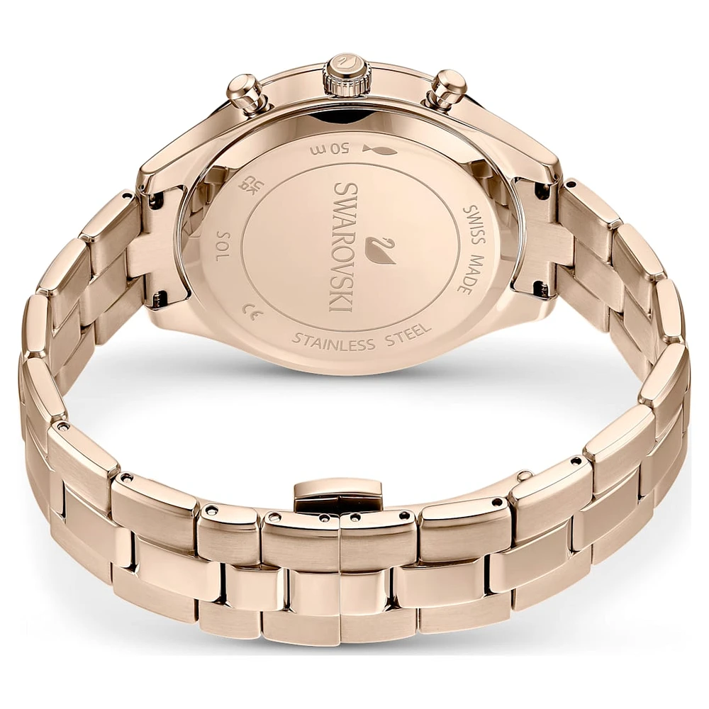 Octea lux sport watch, Swiss Made, Metal bracelet, Gold tone, Champagne gold-tone finish by SWAROVSKI
