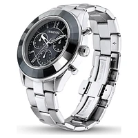 Octea lux sport watch, Swiss Made, Metal bracelet, Black, Stainless steel by SWAROVSKI