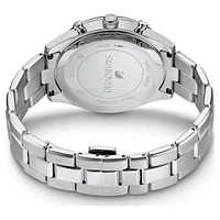 Octea lux sport watch, Swiss Made, Metal bracelet, Black, Stainless steel by SWAROVSKI