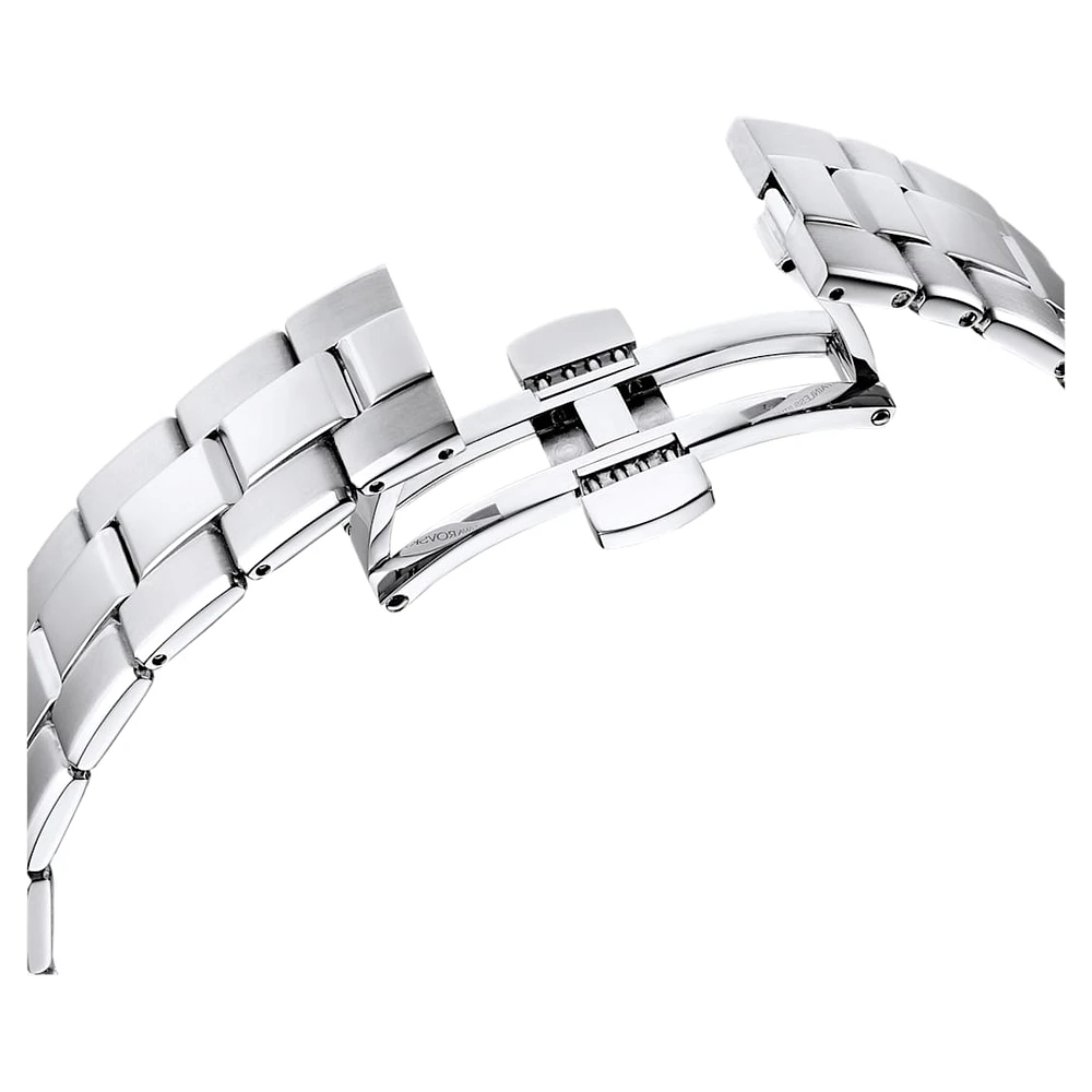 Octea lux sport watch, Swiss Made, Metal bracelet, Black, Stainless steel by SWAROVSKI
