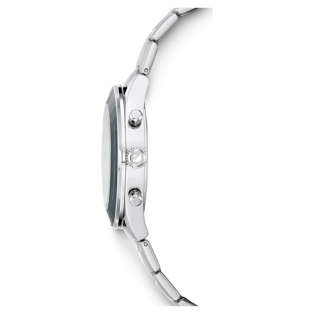 Octea lux sport watch, Swiss Made, Metal bracelet, Black, Stainless steel by SWAROVSKI