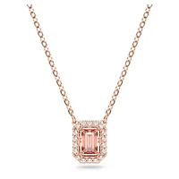 Una necklace, Octagon cut, Pink, Rose gold-tone plated by SWAROVSKI