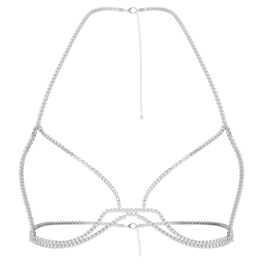 Millenia body chain, Round cut, White, Rhodium plated by SWAROVSKI