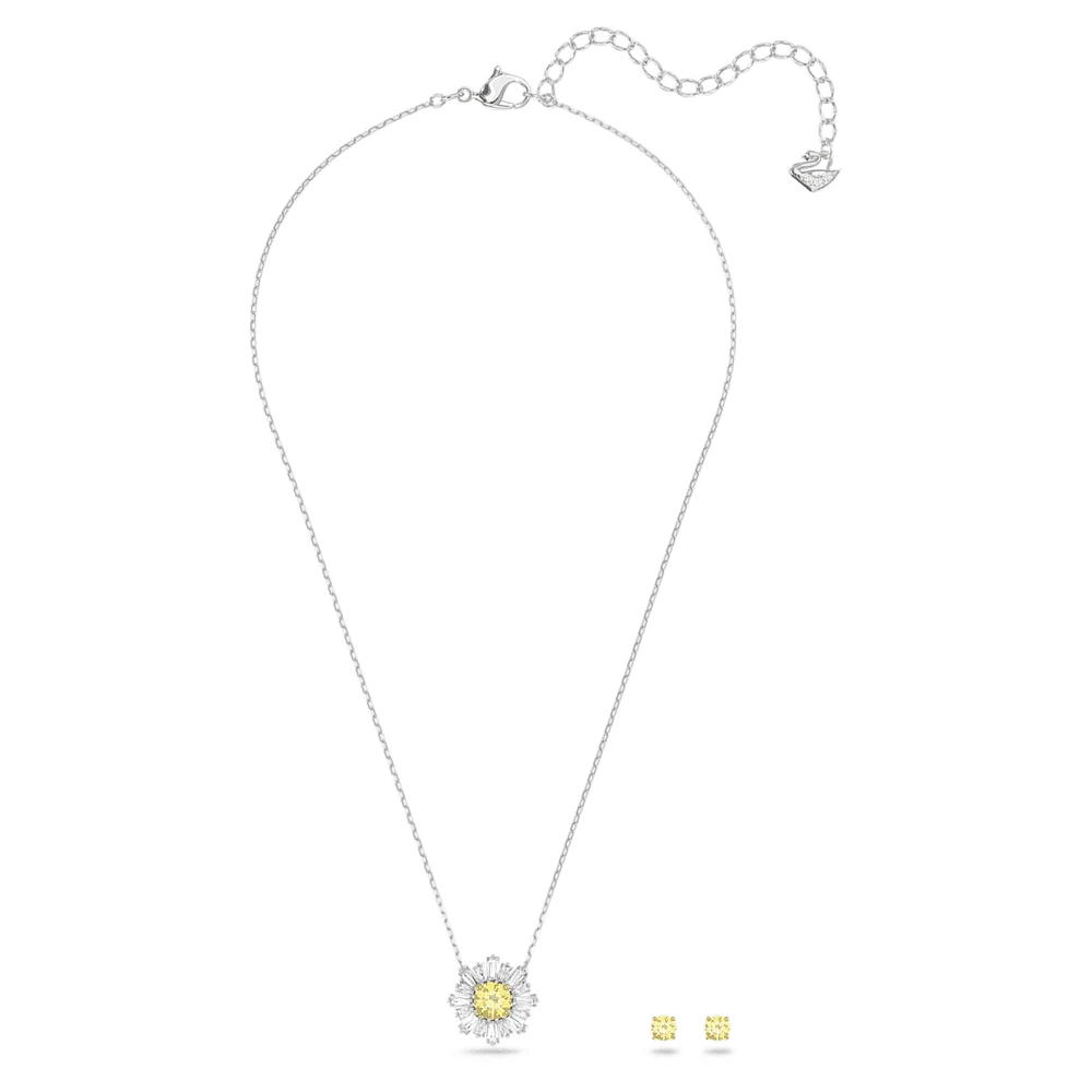 Idyllia set, Mixed cuts, Sun, Yellow, Mixed metal finish by SWAROVSKI