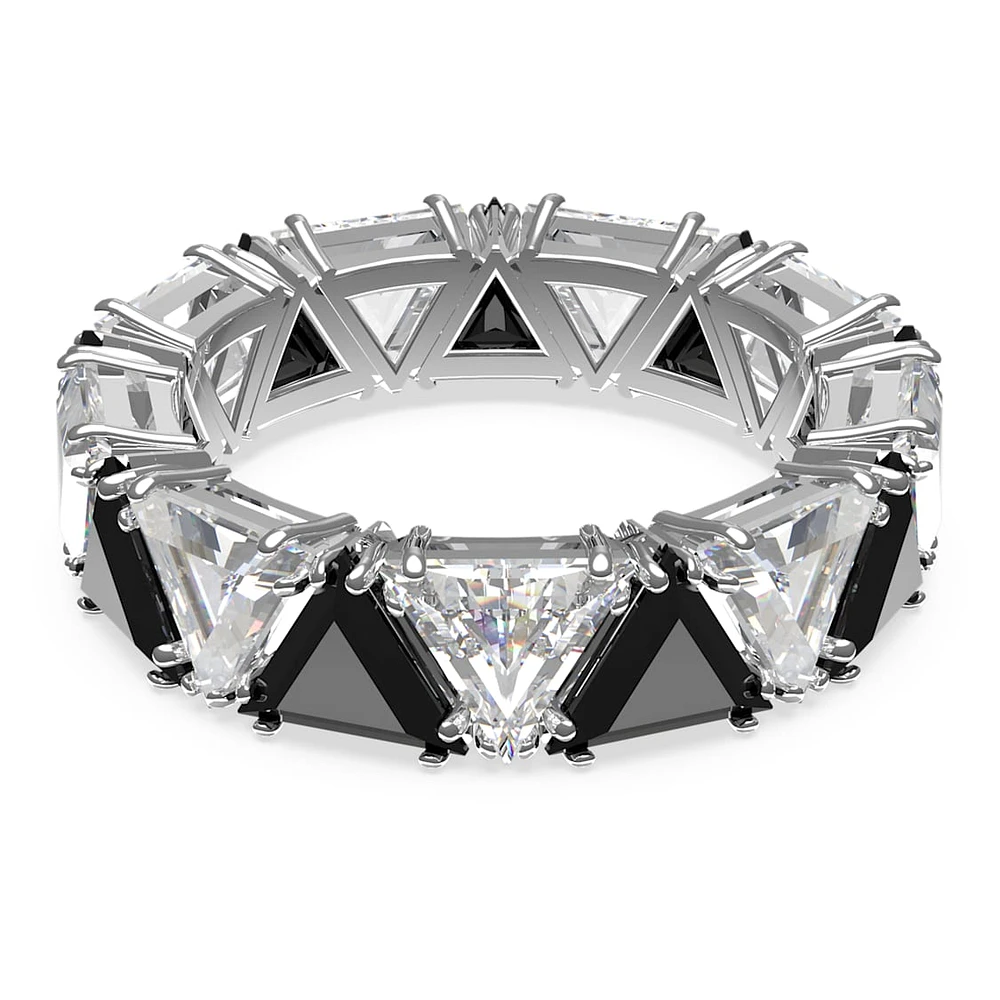 Ortyx cocktail ring, Triangle cut, Black, Rhodium plated by SWAROVSKI