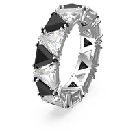 Ortyx cocktail ring, Triangle cut, Black, Rhodium plated by SWAROVSKI