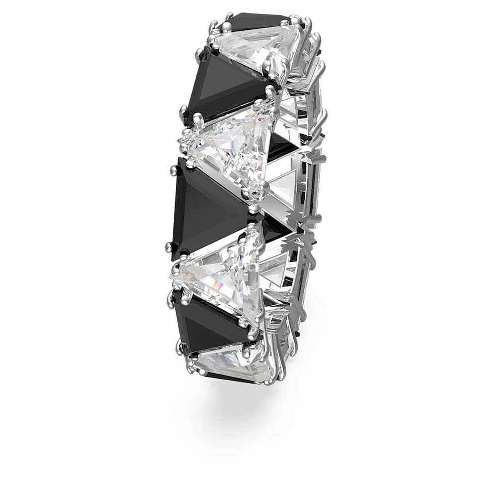 Ortyx cocktail ring, Triangle cut, Black, Rhodium plated by SWAROVSKI
