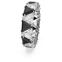Ortyx cocktail ring, Triangle cut, Black, Rhodium plated by SWAROVSKI
