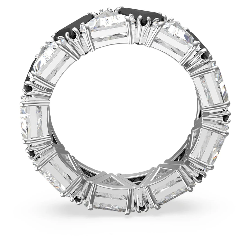 Ortyx cocktail ring, Triangle cut, Black, Rhodium plated by SWAROVSKI
