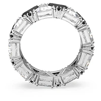 Ortyx cocktail ring, Triangle cut, Black, Rhodium plated by SWAROVSKI