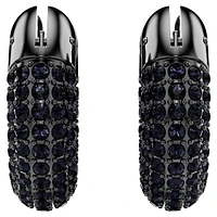 Dextera hoop earrings, Small, Black, Ruthenium plated by SWAROVSKI