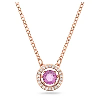 Una pendant, Round cut, Long, Purple, Rose gold-tone plated by SWAROVSKI
