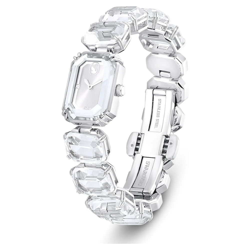 Watch, Octagon cut bracelet, White, Stainless steel by SWAROVSKI