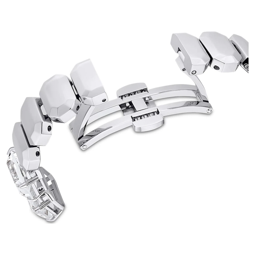 Watch, Octagon cut bracelet, White, Stainless steel by SWAROVSKI
