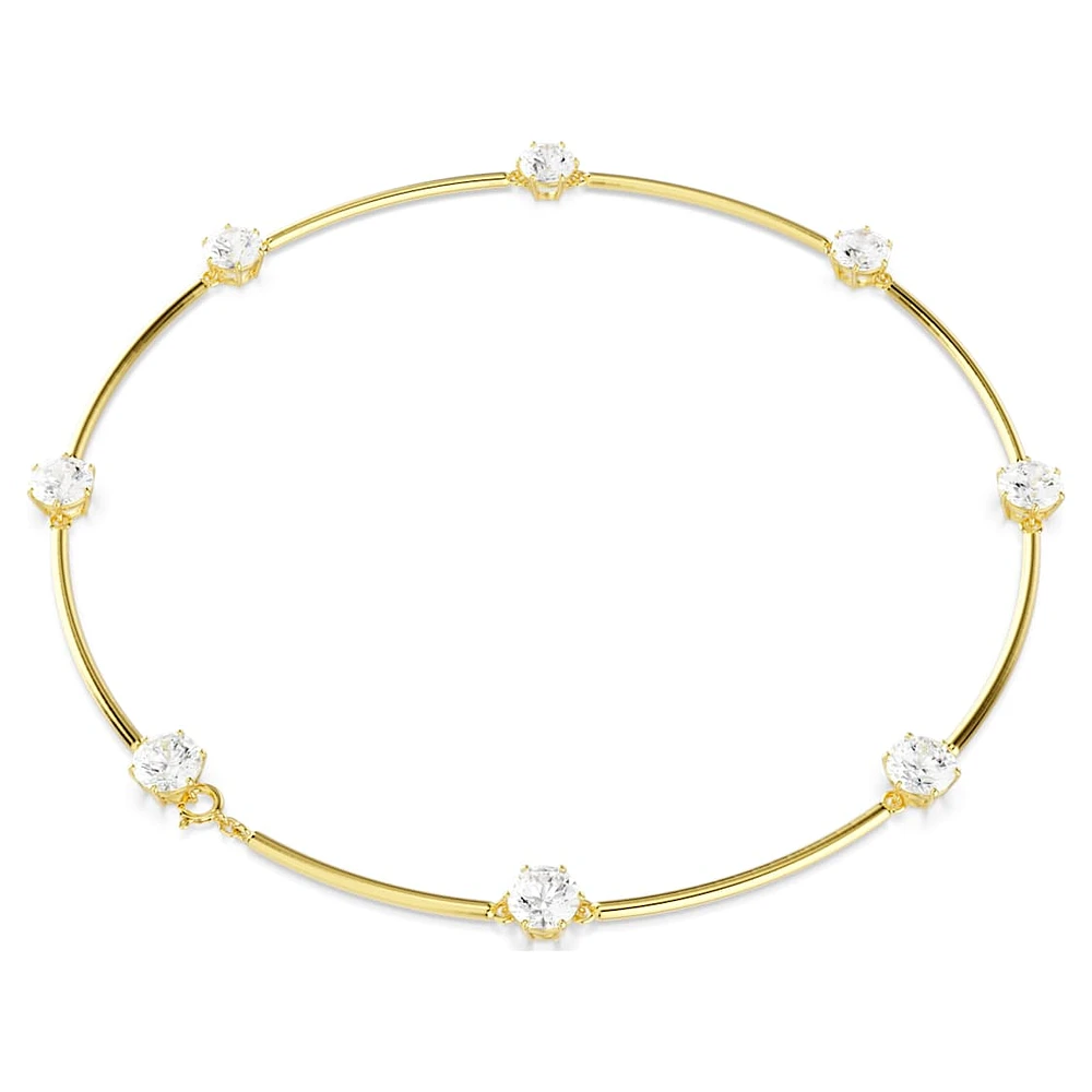 Constella choker, Round cut, White, Shiny gold-tone plated by SWAROVSKI