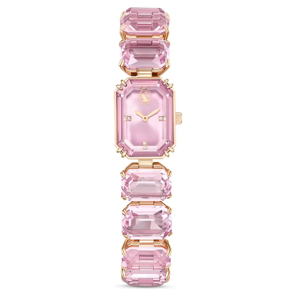 Watch, Octagon cut bracelet, Pink, Rose gold-tone finish by SWAROVSKI