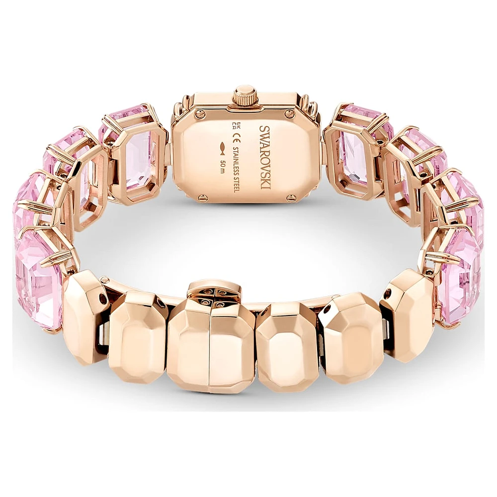 Watch, Octagon cut bracelet, Pink, Rose gold-tone finish by SWAROVSKI