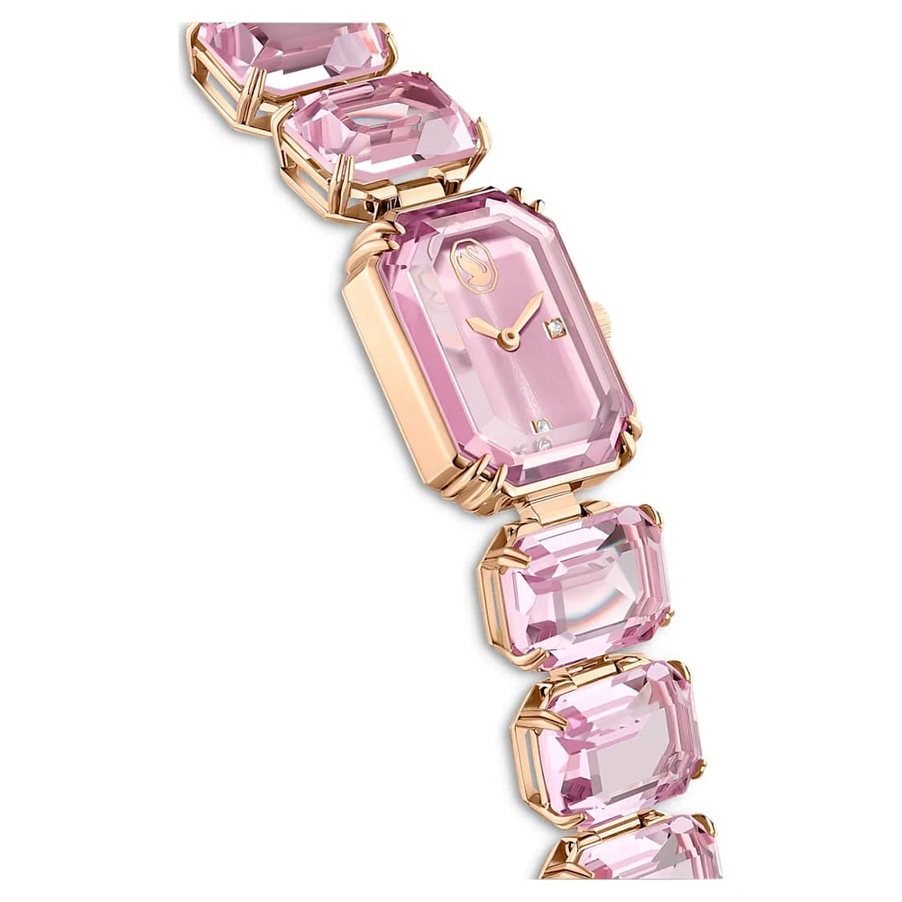 Watch, Octagon cut bracelet, Pink, Rose gold-tone finish by SWAROVSKI