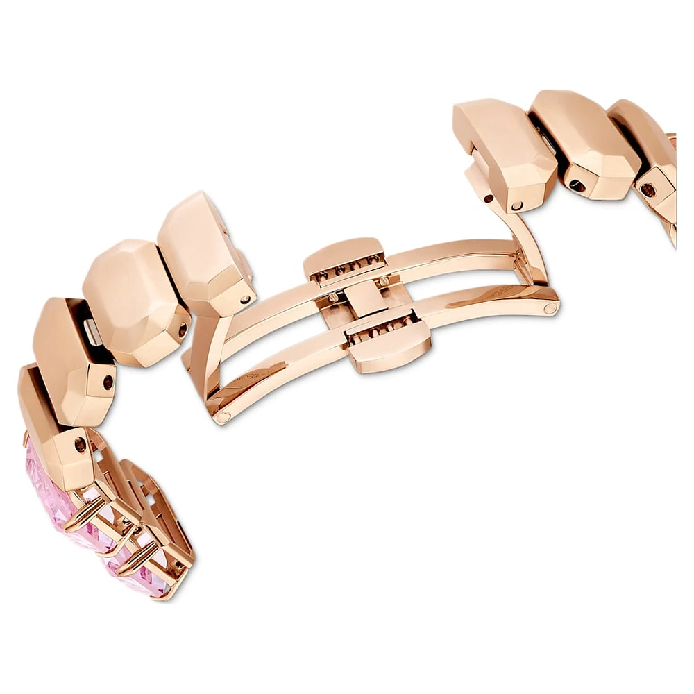 Watch, Octagon cut bracelet, Pink, Rose gold-tone finish by SWAROVSKI