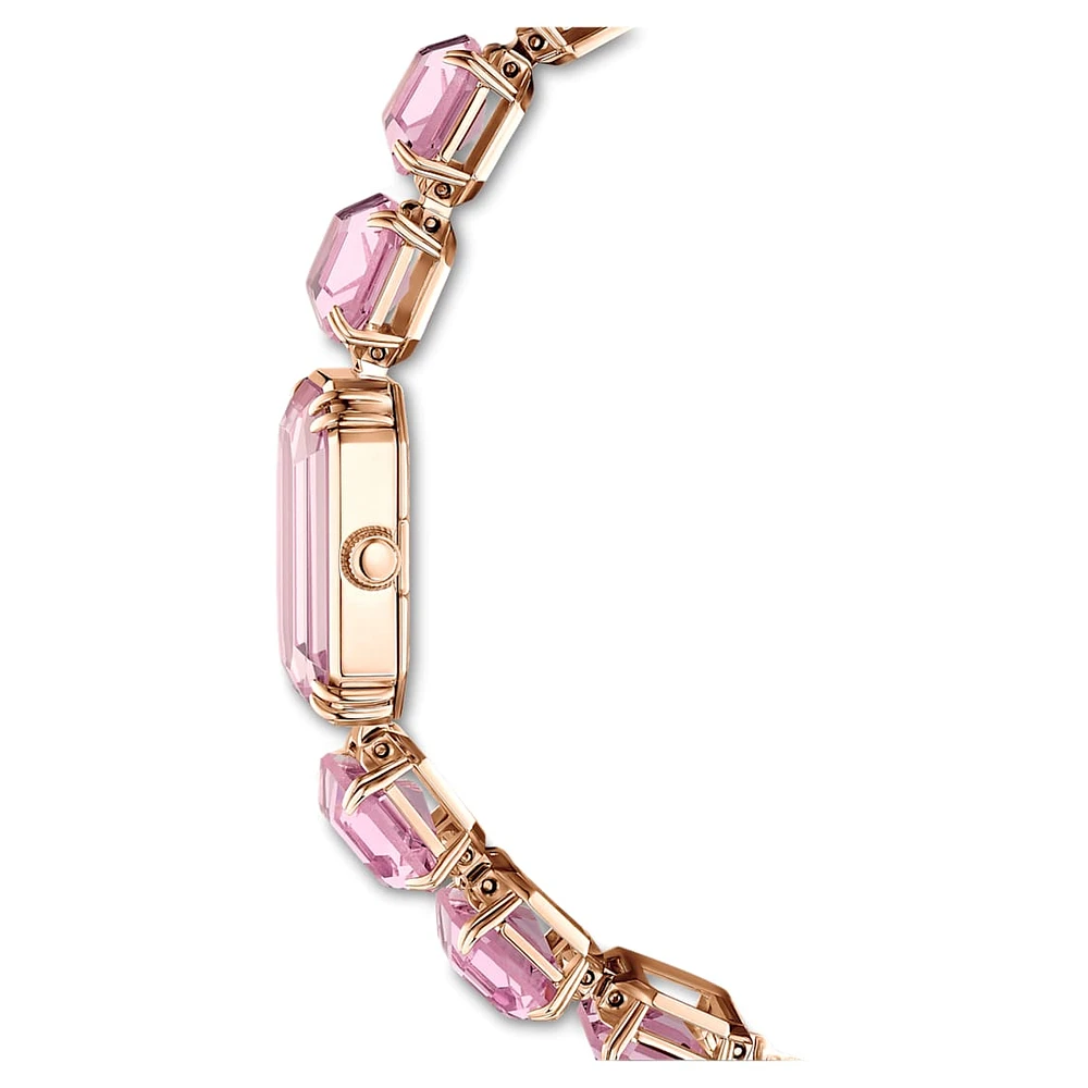 Watch, Octagon cut bracelet, Pink, Rose gold-tone finish by SWAROVSKI