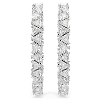 Ortyx hoop earrings, Triangle cut, White, Rhodium plated by SWAROVSKI