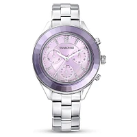 Octea lux sport watch, Swiss Made, Metal bracelet, Purple, Stainless steel by SWAROVSKI