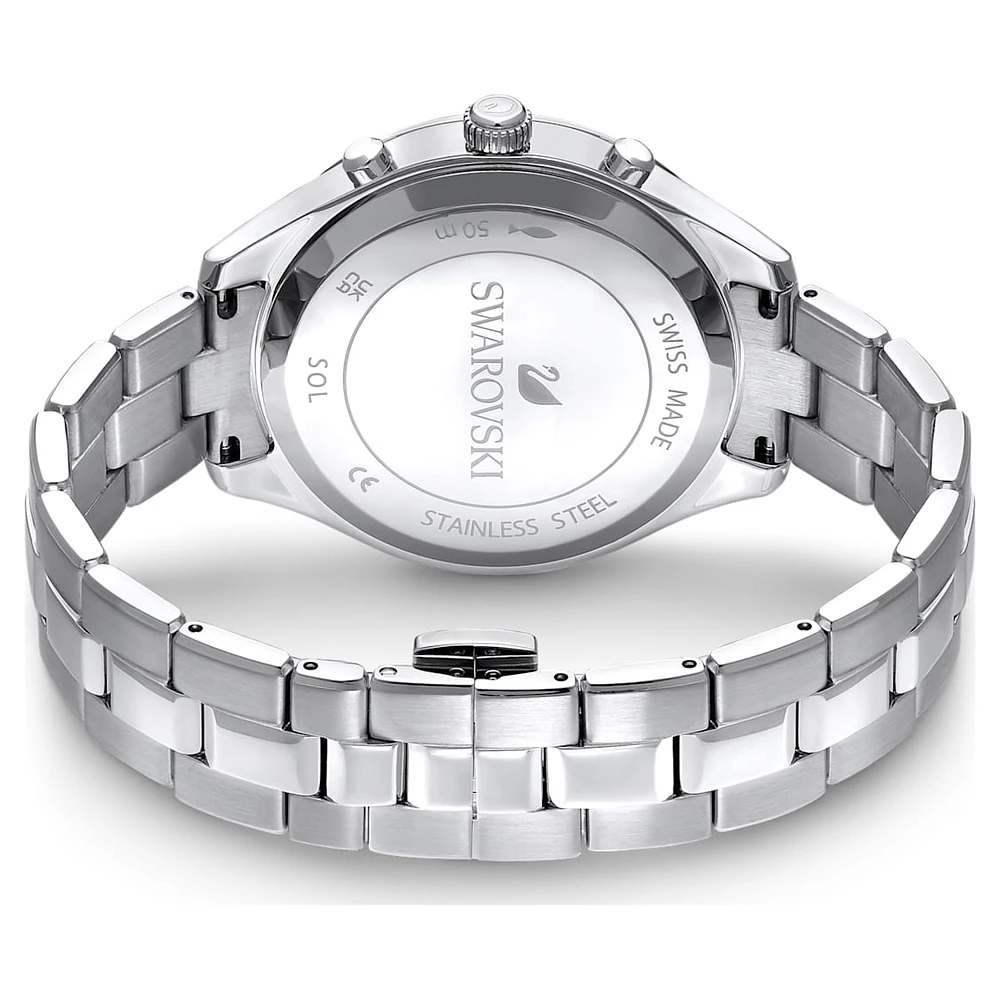 Octea lux sport watch, Swiss Made, Metal bracelet, Purple, Stainless steel by SWAROVSKI