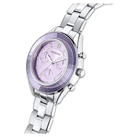 Octea lux sport watch, Swiss Made, Metal bracelet, Purple, Stainless steel by SWAROVSKI