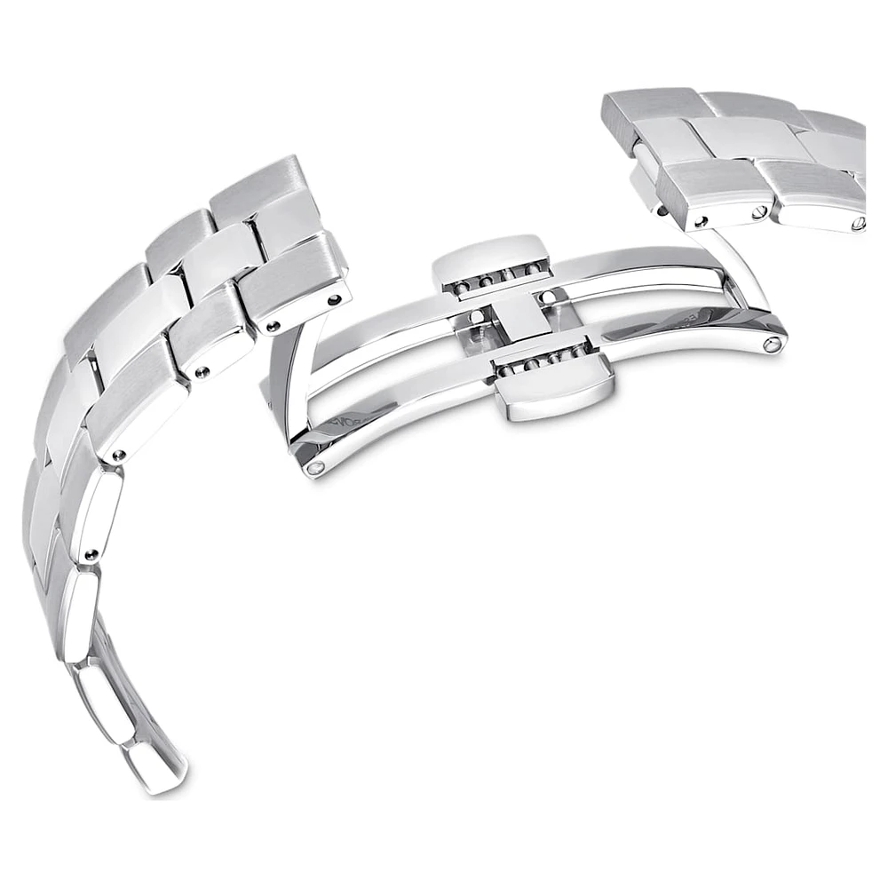 Octea lux sport watch, Swiss Made, Metal bracelet, Purple, Stainless steel by SWAROVSKI