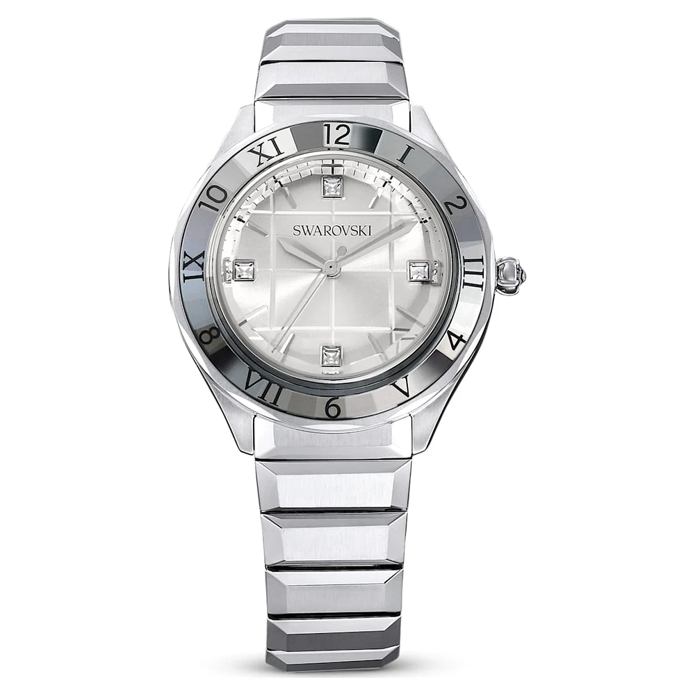 Dextera 3-hand watch, 37mm, Swiss Made, Metal bracelet, Silver Tone, Stainless steel by SWAROVSKI