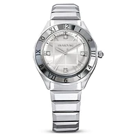 Dextera 3-hand watch, 37mm, Swiss Made, Metal bracelet, Silver Tone, Stainless steel by SWAROVSKI