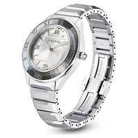 Dextera 3-hand watch, 37mm, Swiss Made, Metal bracelet, Silver Tone, Stainless steel by SWAROVSKI