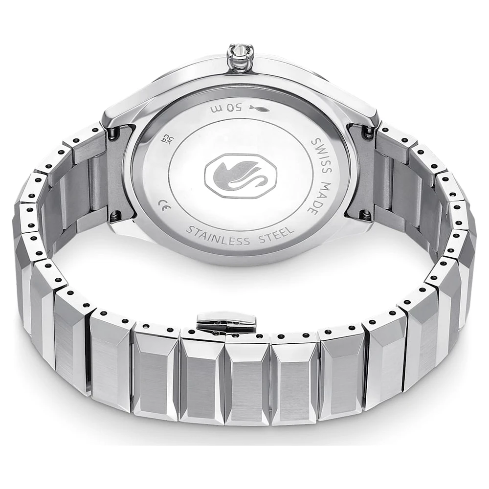 Dextera 3-hand watch, 37mm, Swiss Made, Metal bracelet, Silver Tone, Stainless steel by SWAROVSKI