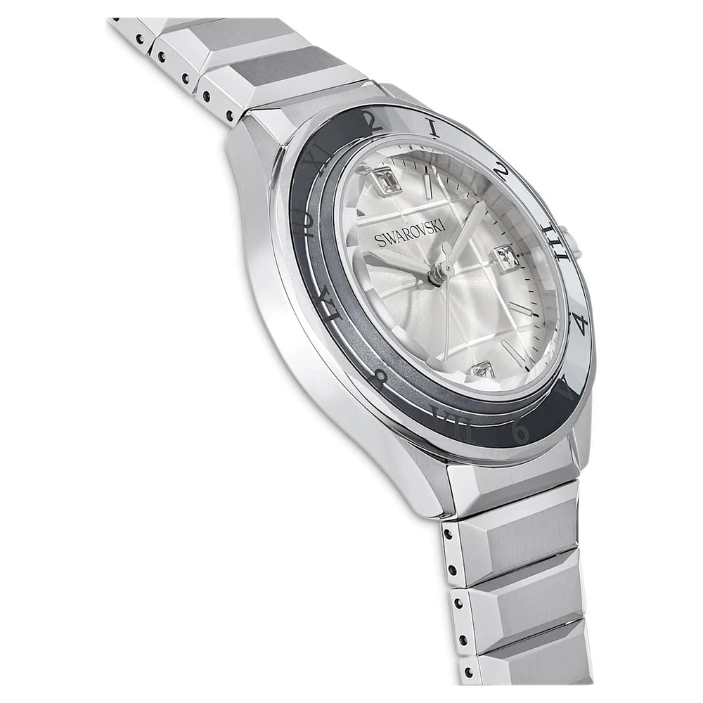 Dextera 3-hand watch, 37mm, Swiss Made, Metal bracelet, Silver Tone, Stainless steel by SWAROVSKI