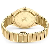Dextera 3-hand watch, 37mm, Swiss Made, Metal bracelet, Gold tone, Gold-tone finish by SWAROVSKI