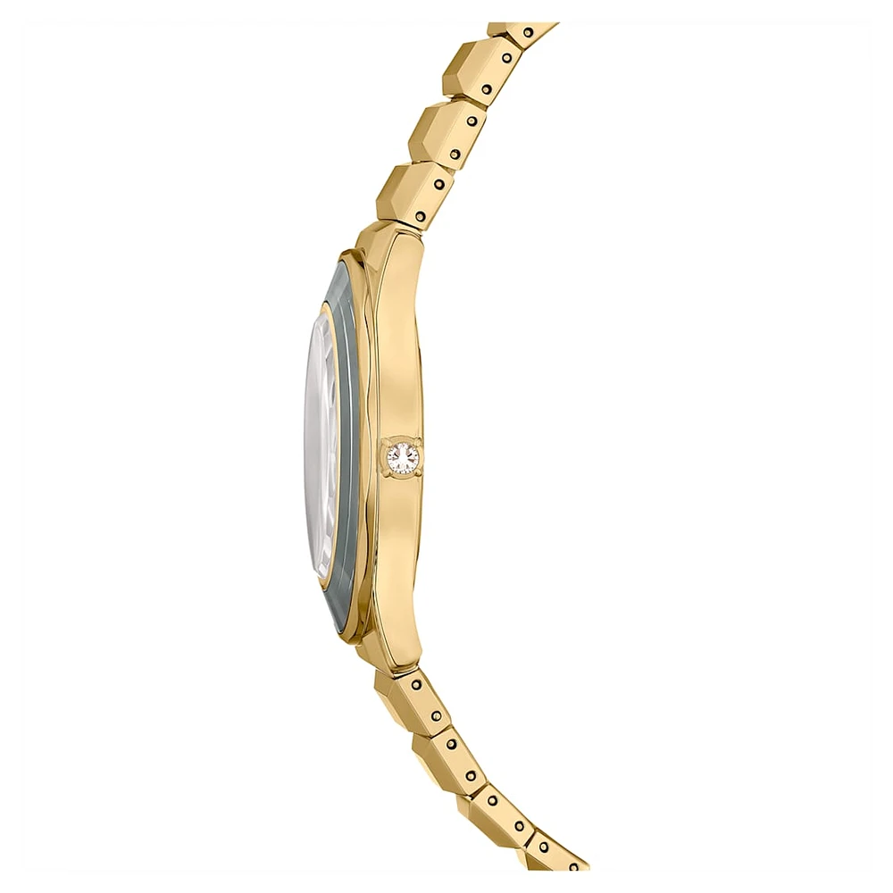Dextera 3-hand watch, 37mm, Swiss Made, Metal bracelet, Gold tone, Gold-tone finish by SWAROVSKI
