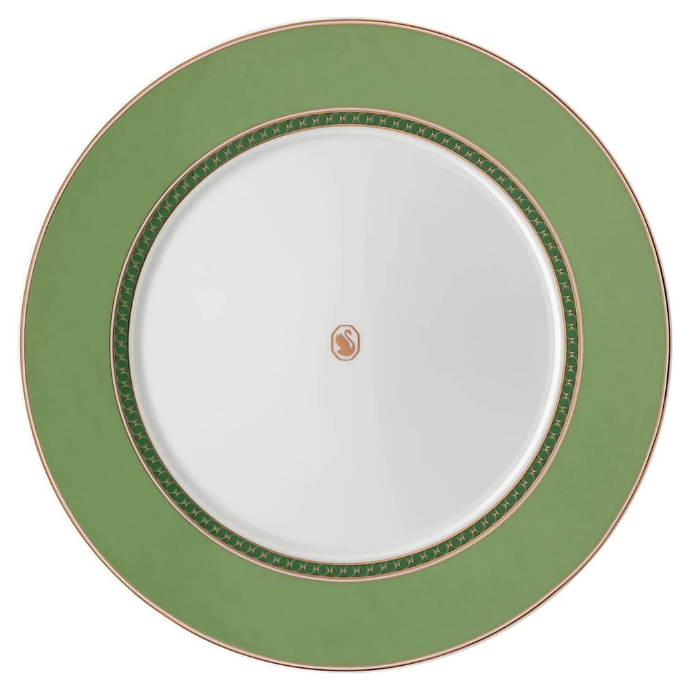 Signum dinner plate, Porcelain, Green by SWAROVSKI