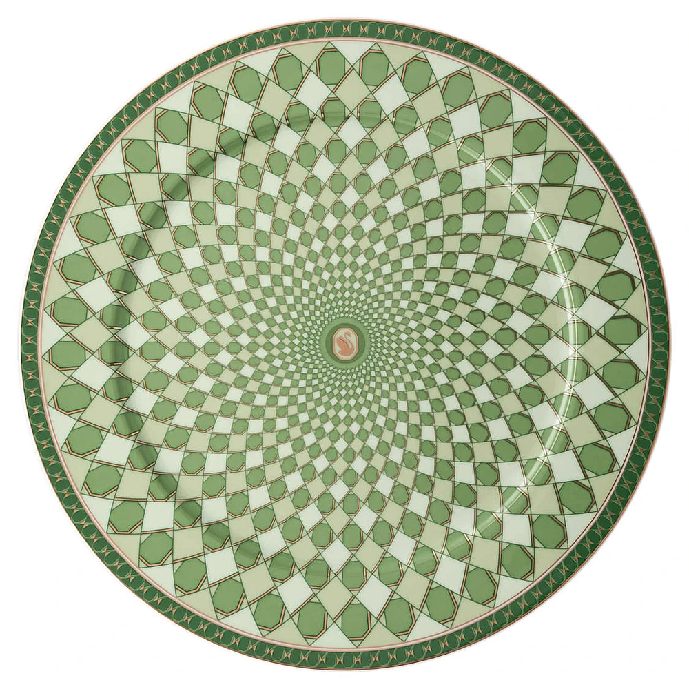 Signum service plate, Porcelain, Green by SWAROVSKI