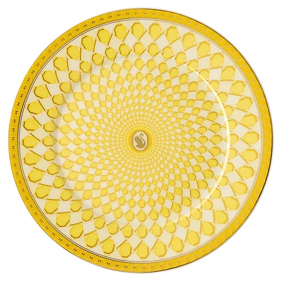 Signum bread plate, Porcelain, Yellow by SWAROVSKI