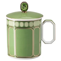 Signum mug with lid, Porcelain, Green by SWAROVSKI