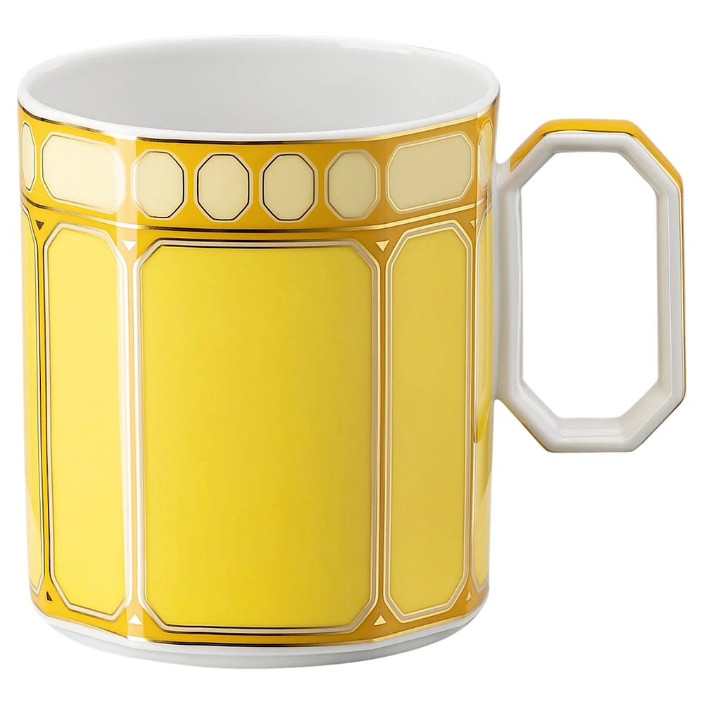Signum mug with lid, Porcelain, Yellow by SWAROVSKI