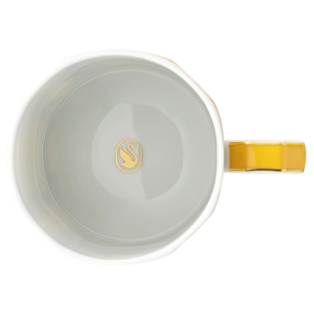Signum mug with lid, Porcelain, Yellow by SWAROVSKI