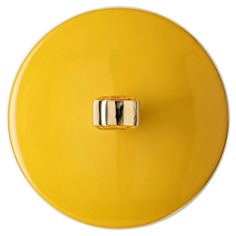 Signum mug with lid, Porcelain, Yellow by SWAROVSKI
